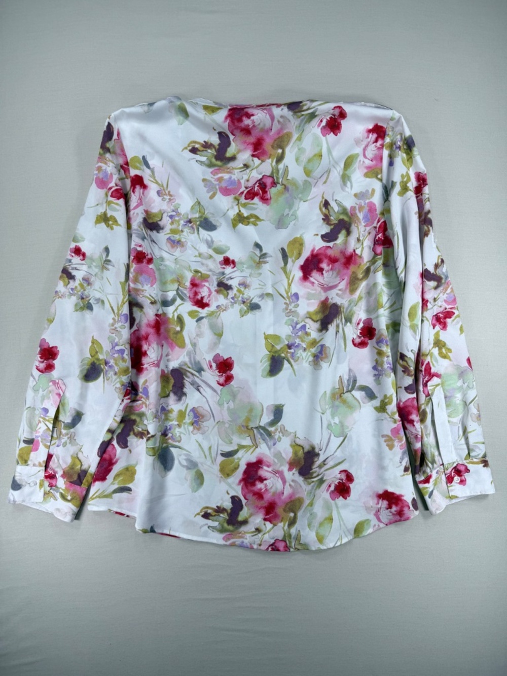 Calvin Klein Floral Roll Tab Sleeve Button Down Blouse Size XL - Picture 6 of 6